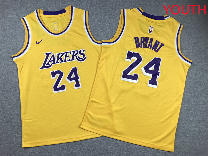 Youth Los Angeles Lakers #24 Bryant Yellow Nike 2025 NBA Jersey style 1